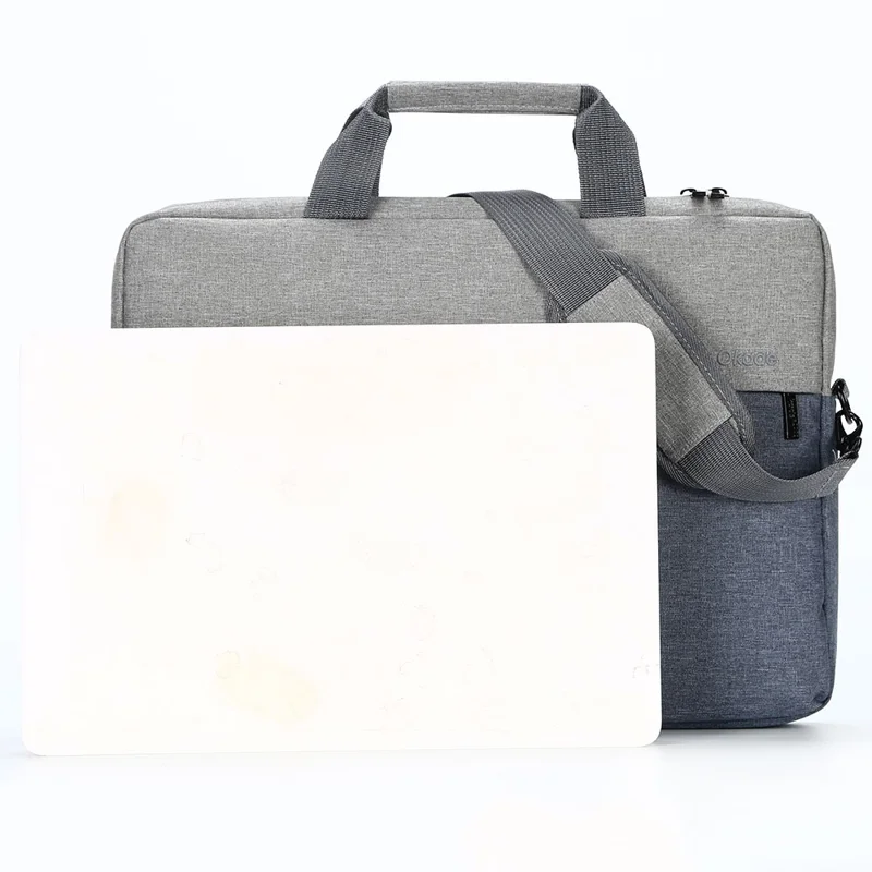 OKADE T52 15.6-inch Laptop Bag Shoulder Handbag Waterproof Notebook Pouch (With Shoulder Strap) - Light Grey