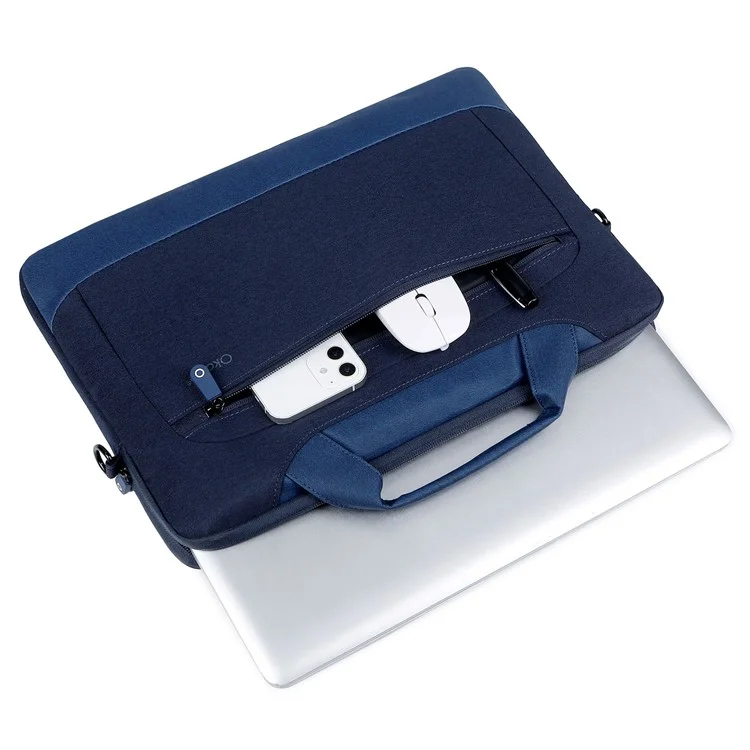 Okade T62 Bolso de Cuaderno Para 15.4-16 Pulgadas Laptop Shock-air Cushion Fining Bag Pouch de Almacenamiento (con Correa Para el Hombro) - Azul Oscuro