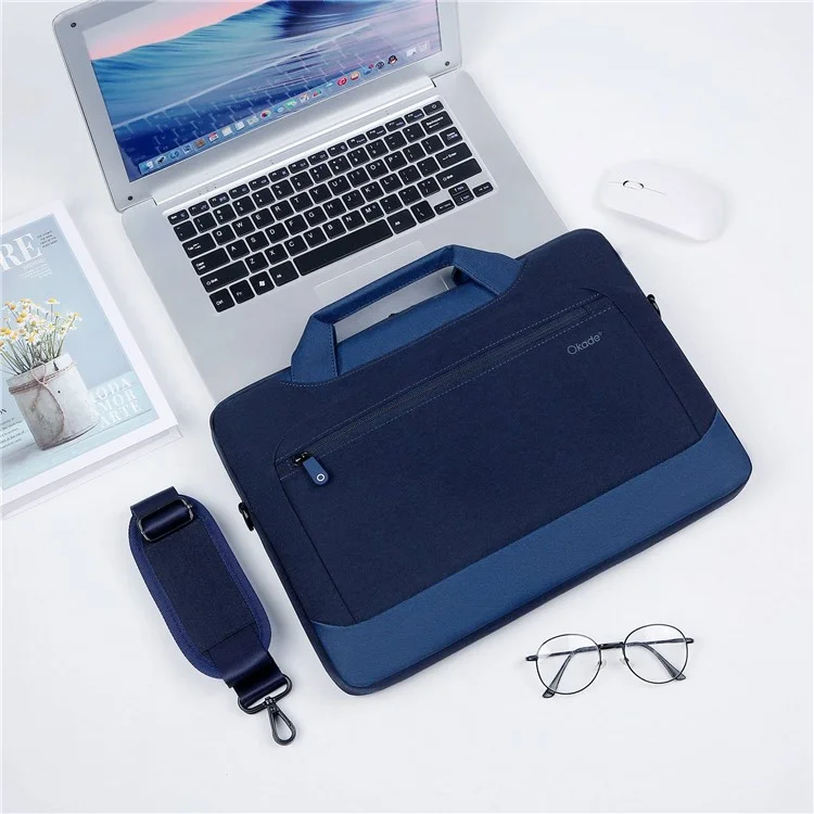 Okade T62 Bolso de Cuaderno Para 15.4-16 Pulgadas Laptop Shock-air Cushion Fining Bag Pouch de Almacenamiento (con Correa Para el Hombro) - Azul Oscuro