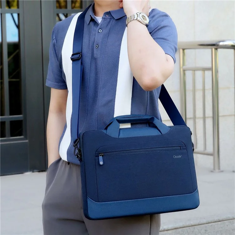 Okade T62 Bolso de Cuaderno Para 15.4-16 Pulgadas Laptop Shock-air Cushion Fining Bag Pouch de Almacenamiento (con Correa Para el Hombro) - Azul Oscuro