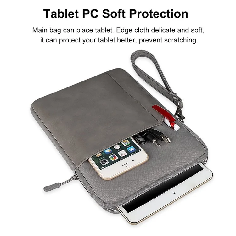 Custodia da Trasporto Con Cerniera HWL7018 HWL7018 Per Ipad da 9,7-11 Pollici Tablet a Prova di Graffio Con Cinturino - Grigio