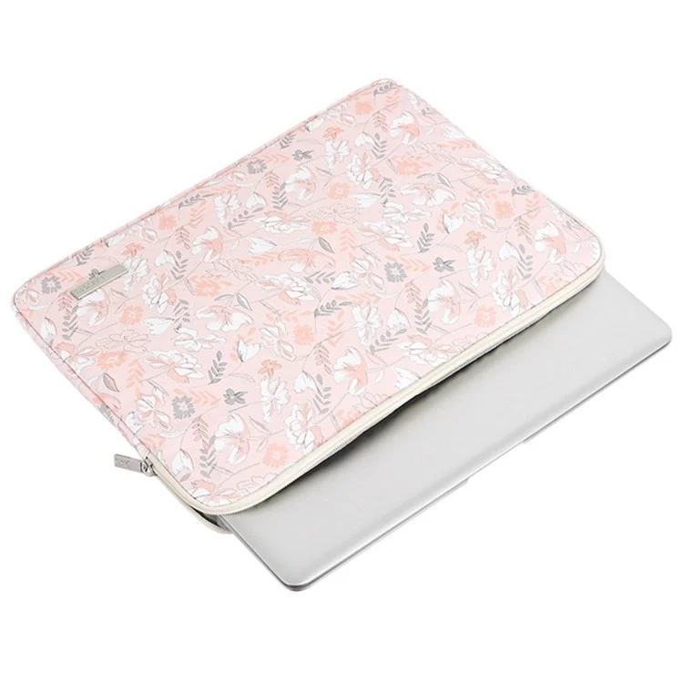 CANVASARTISAN G4-01 14-Zoll-Notebook-Spritzwasserschutzullige Schutzhülle mit Blumen- und Blättermuster, tragbare Laptoptasche mit Reißverschluss