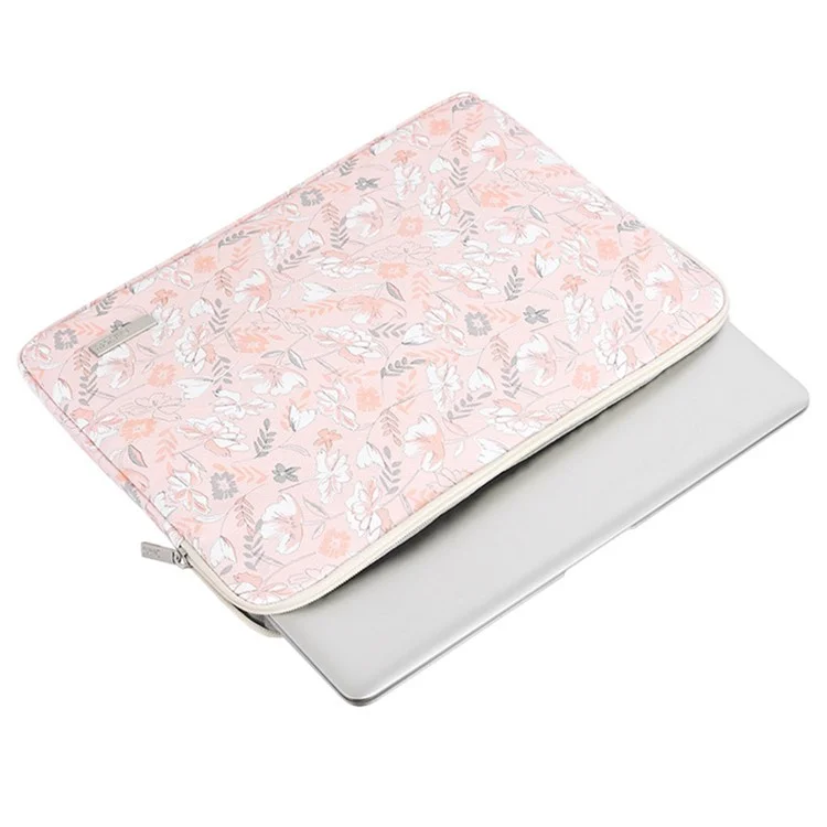 CANVASARTISAN G4-01 13-inch Laptop PU Leather Storage Bag Flower and Leaves Print Notebook Protective Sleeve