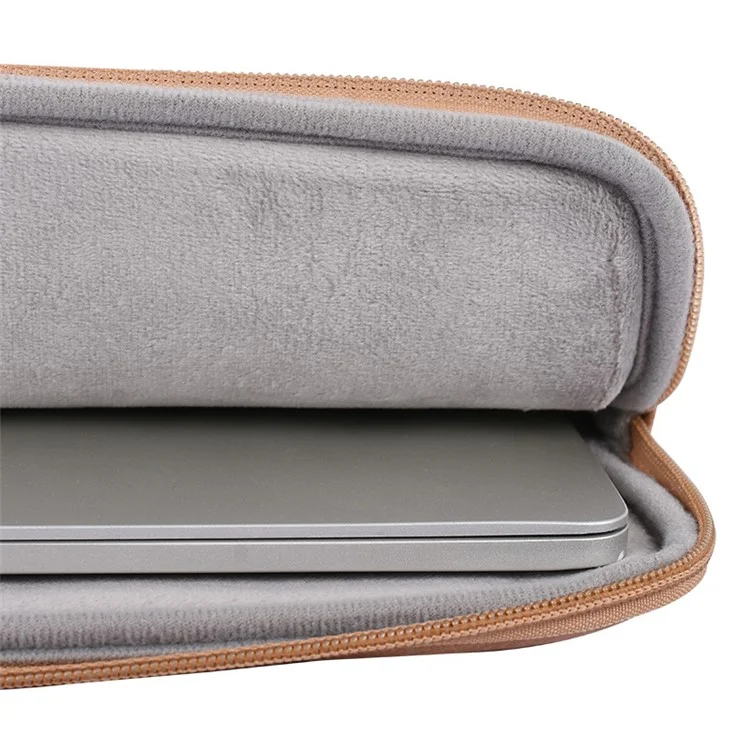 CANVASARTISAN G31-36 11-inch Laptop Soft Lining Carrying Bag Leopard Print PU Leather Notebook Protective Sleeve - Khaki