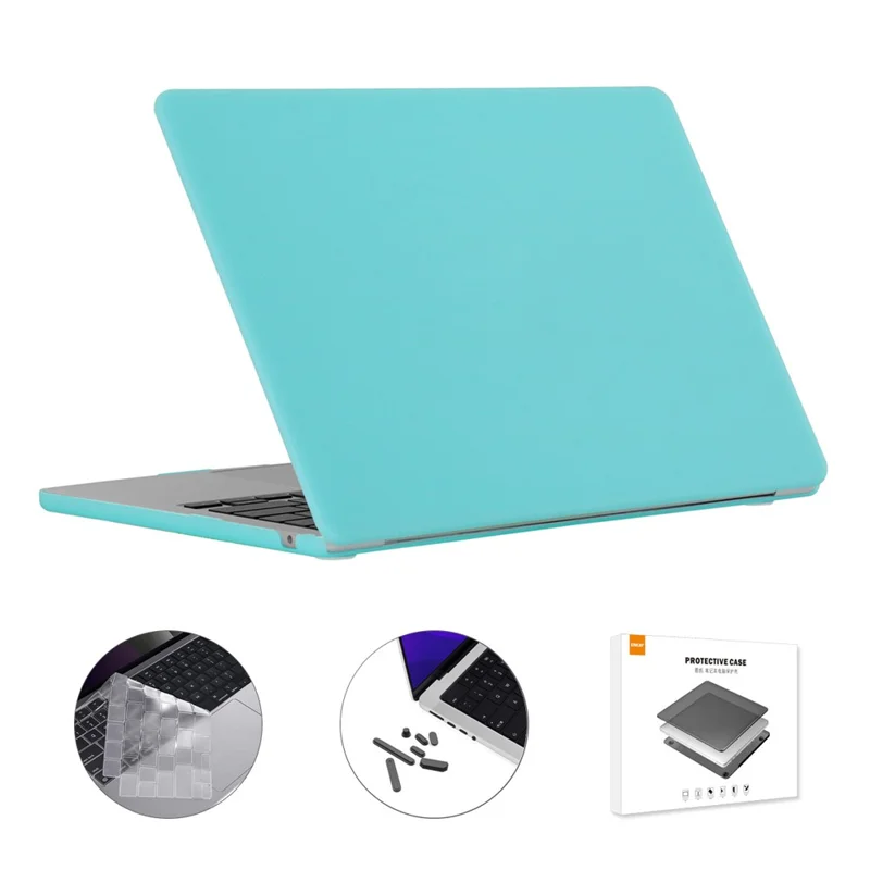 ENKAY HAT PRINCE Matte Laptop Hoes voor MacBook Air 13 inch (2025) / (2024) A2681 (M2) / A3113 (M3) / (2022) (EU) Cover met TPU Folie - Cyaan
