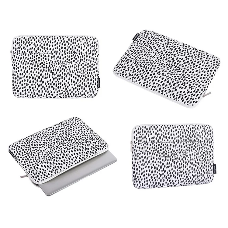 CANVASARTISAN H36-11 12-inch Laptop Soft Lining Protective Sleeve Black Spotted Notebook Carrying Bag