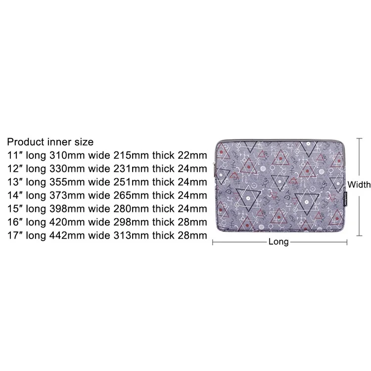 CANVASARTISAN H26-01 12-inch Laptop Geometric Print Soft Lining Carrying Bag Notebook Protective Sleeve