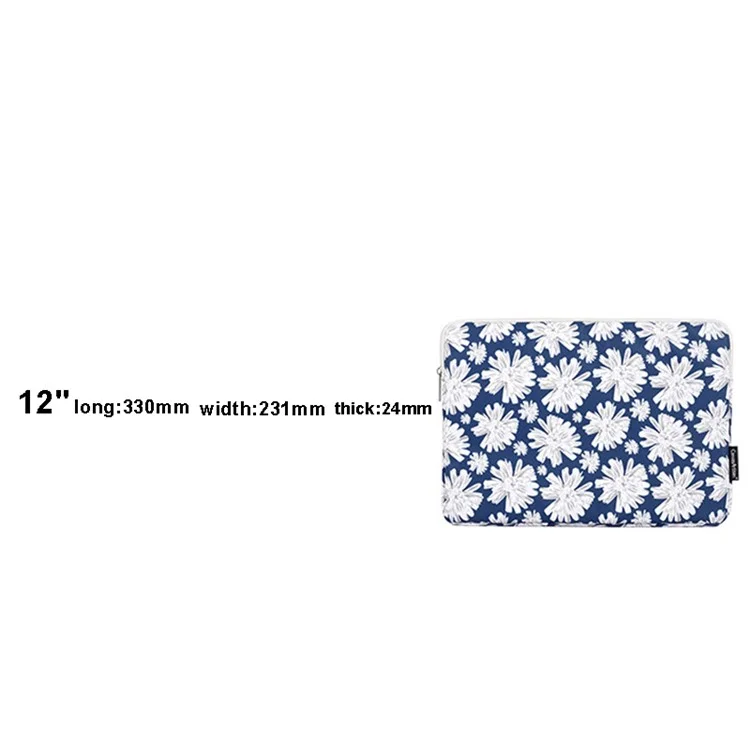 CANVASARTISAN H34-01 12-inch Laptop Flower Print Soft Lining Carrying Bag Notebook Zipper Pouch