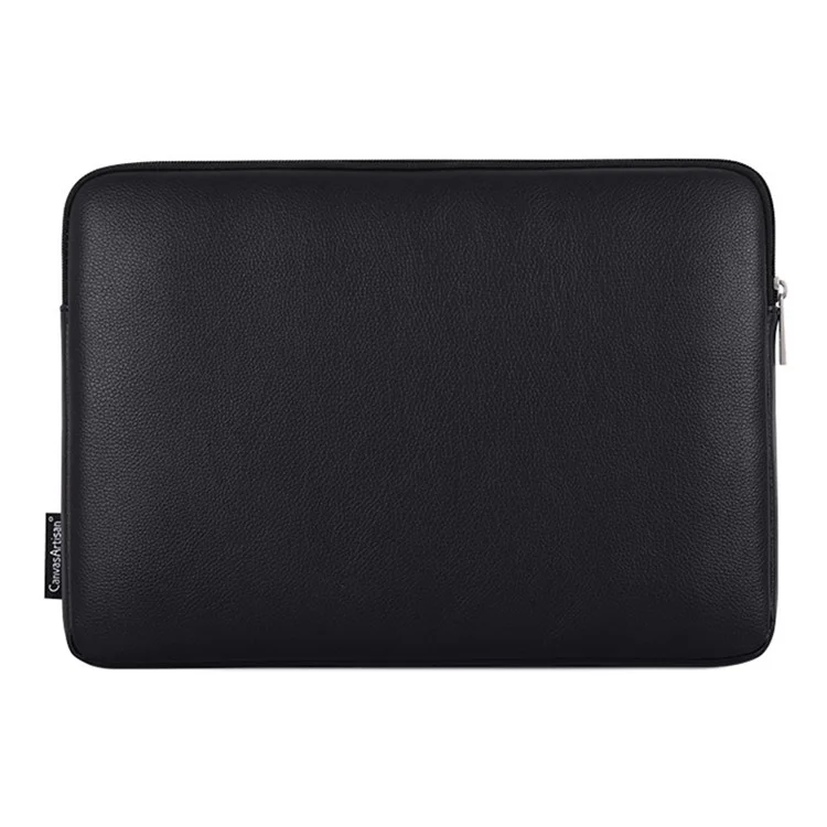 CANVASARTISAN G36-36 15-inch Laptop Portable Zipper Bag with Front Pocket PU Leather Black Spotted Notebook Protective Sleeve
