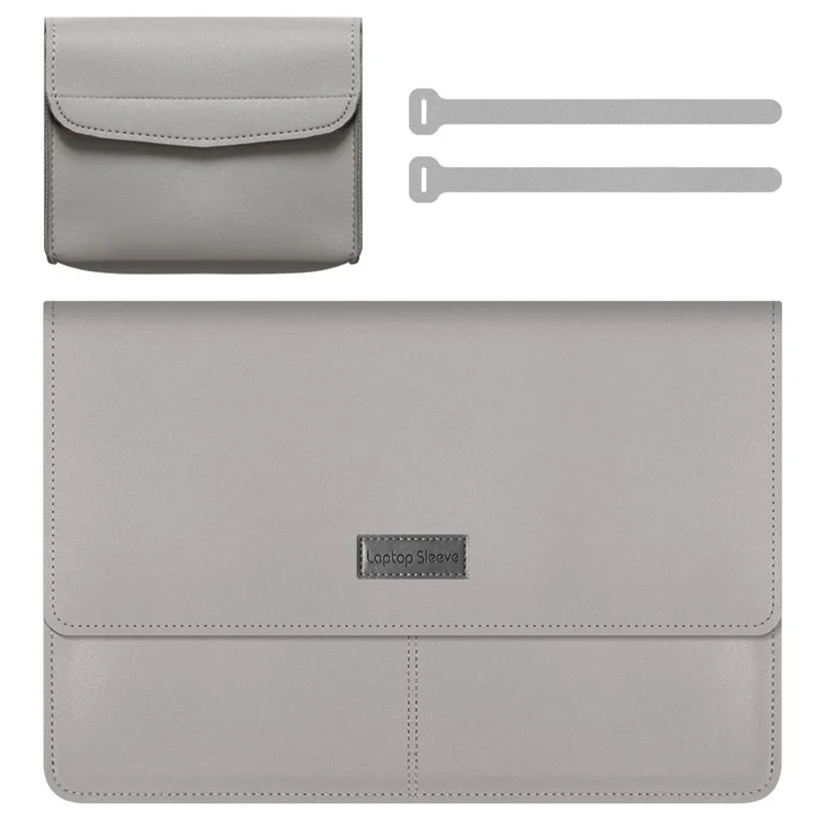 13-14 Inch Notebook Computer Sleeve for MacBook Waterproof PU Leather Mouse Pad Laptop Storage Pouch for Home Office - Grey