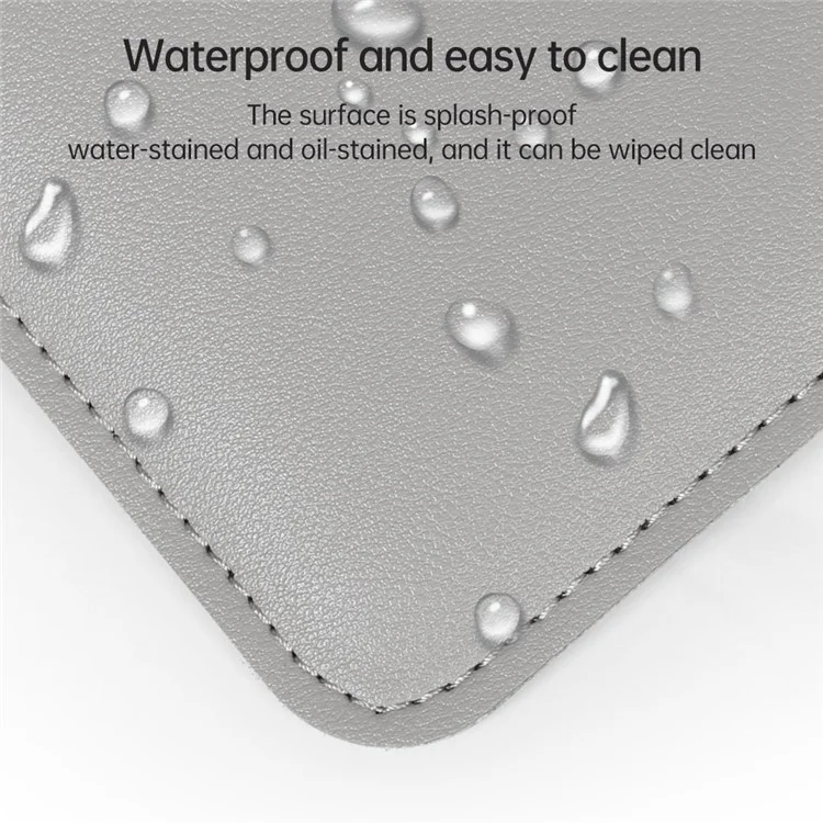 13-14 Inch Notebook Computer Sleeve for MacBook Waterproof PU Leather Mouse Pad Laptop Storage Pouch for Home Office - Grey