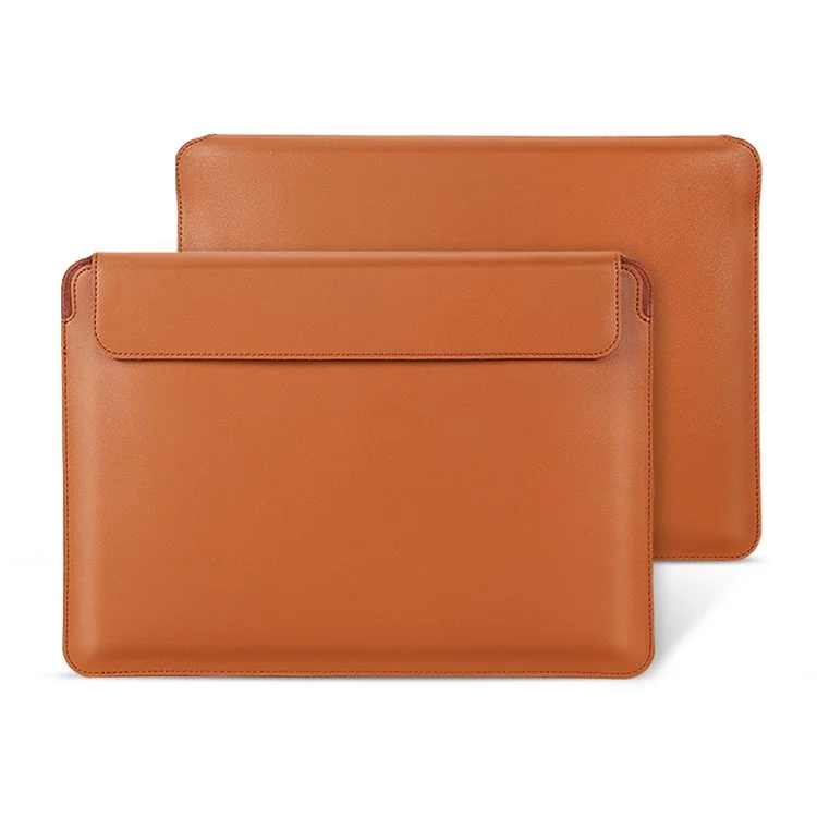 SS07 Laptop Sleeve for 13 inch Notebook, Cowhide Leather Waterproof Cover Horizontal Style Notebook Computer Case - Brown