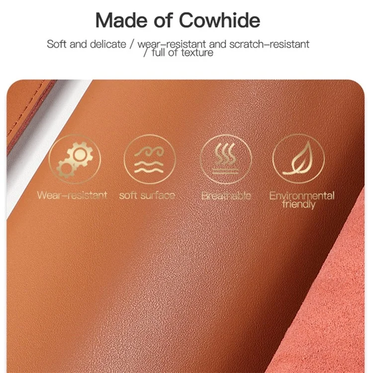 SS07 Laptop Sleeve for 13 inch Notebook, Cowhide Leather Waterproof Cover Horizontal Style Notebook Computer Case - Brown