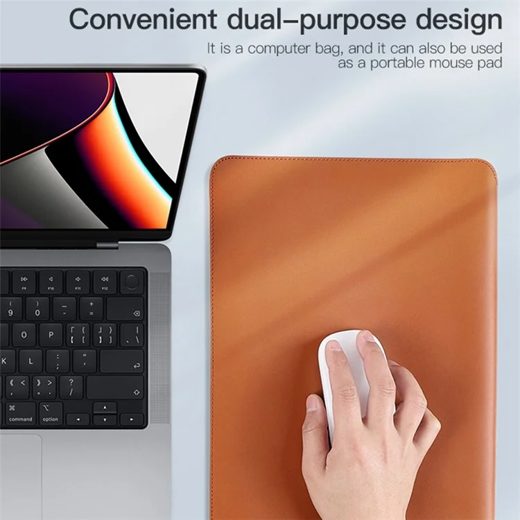 SS07 Laptop Sleeve for 13 inch Notebook, Cowhide Leather Waterproof Cover Horizontal Style Notebook Computer Case - Brown
