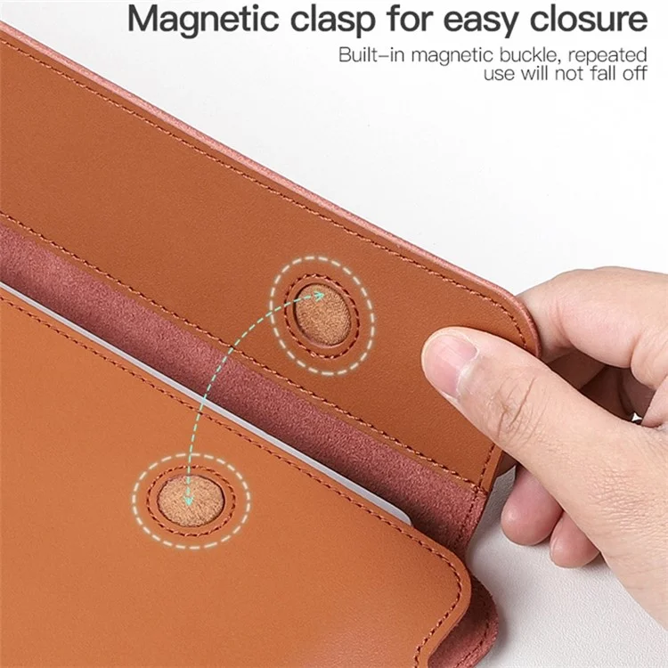 SS07 Laptop Sleeve for 13 inch Notebook, Cowhide Leather Waterproof Cover Horizontal Style Notebook Computer Case - Brown