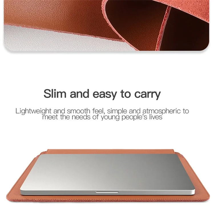SS07 Laptop Sleeve for 13 inch Notebook, Cowhide Leather Waterproof Cover Horizontal Style Notebook Computer Case - Brown
