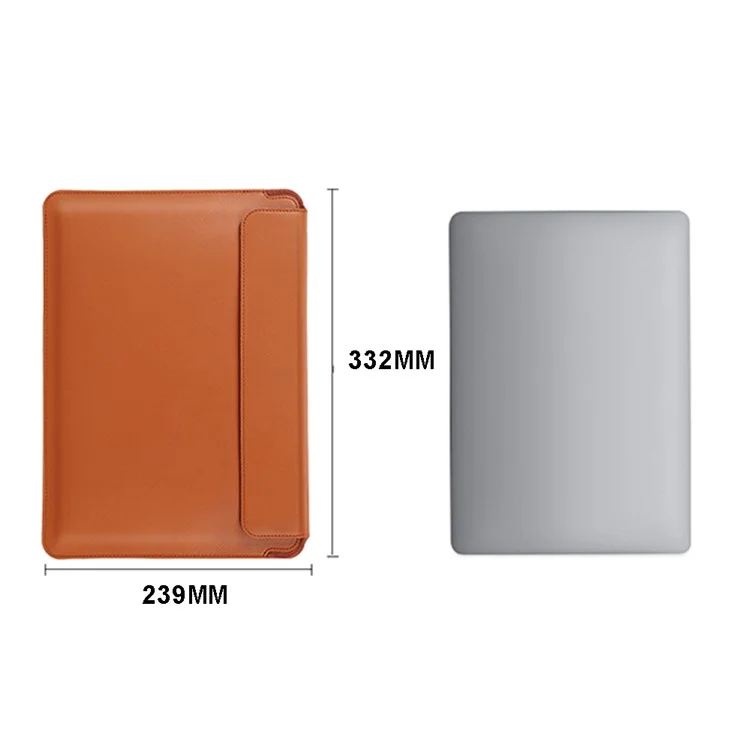 SS07 Laptop Sleeve for 13 inch Notebook, Cowhide Leather Waterproof Cover Horizontal Style Notebook Computer Case - Brown