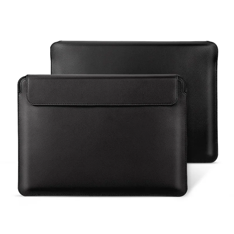 SS07 Laptop Sleeve for 13 inch Notebook, Cowhide Leather Waterproof Cover Horizontal Style Notebook Computer Case - Black
