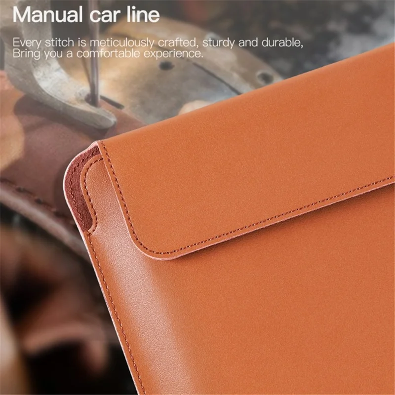 SS07 Laptop Sleeve for 13 inch Notebook, Cowhide Leather Waterproof Cover Horizontal Style Notebook Computer Case - Black