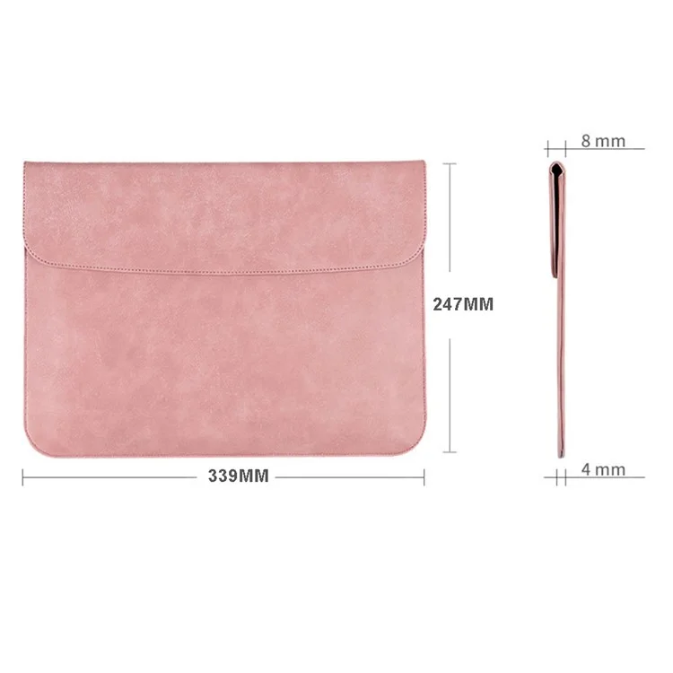 SS13 13 Inch Notebook Computer Carrying Pouch Lightweight Thin Laptop Sleeve Bag Ultra-thin PU Leather Mouse Pad - Pink