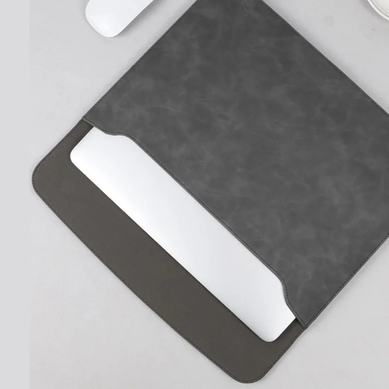 SS13 13 Inch Notebook Computer Carrying Pouch Lightweight Thin Laptop Sleeve Bag Ultra-thin PU Leather Mouse Pad - Black