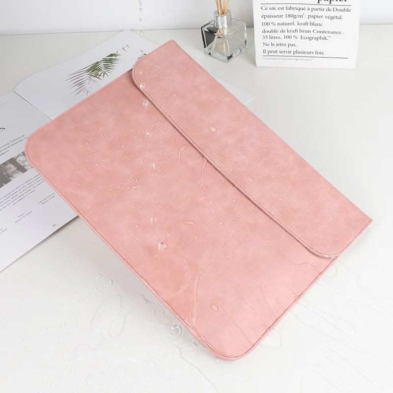 SS13 15.4 Inch Laptop Case Sleeve Waterproof PU Leather Mouse Pad Notebook Computer Pouch Mouse Mat Thin Bag - Dark Blue