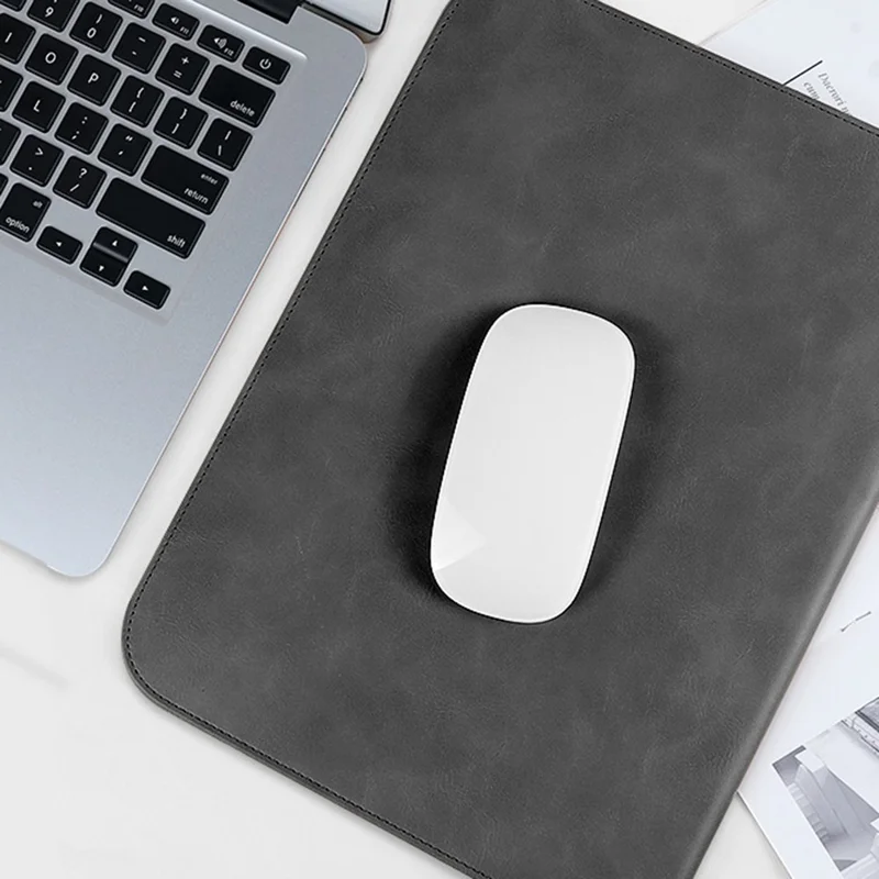 SS13 15.4 Inch Laptop Case Sleeve Waterproof PU Leather Mouse Pad Notebook Computer Pouch Mouse Mat Thin Bag - Dark Blue