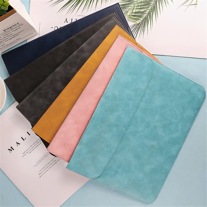 SS13 15.4 Inch Laptop Case Sleeve Waterproof PU Leather Mouse Pad Notebook Computer Pouch Mouse Mat Thin Bag - Dark Blue