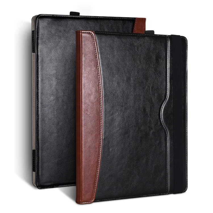 Funda de la caja del portátil SS-26 para Microsoft Surface Laptop 1 / 2 / 3 / 4 de 13.5 pulgadas, funda de piel de poliuretano para portátil con soporte - Mezcla de cuero / Negro+Marrón