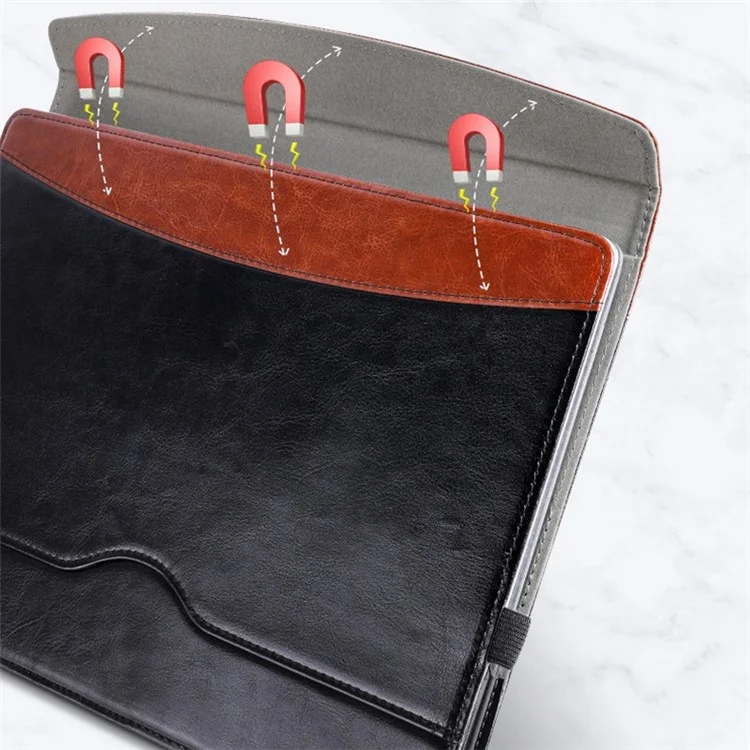 Funda de la caja del portátil SS-26 para Microsoft Surface Laptop 1 / 2 / 3 / 4 de 13.5 pulgadas, funda de piel de poliuretano para portátil con soporte - Mezcla de cuero / Negro+Marrón