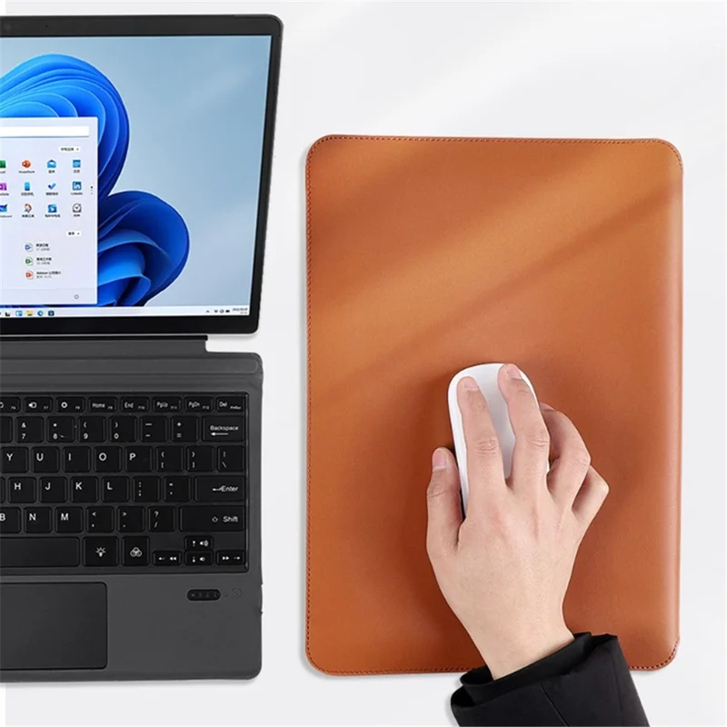 SS07 Laptop Sleeve for Microsoft Surface Go 1 / 2 / 3, Cowhide Leather Case Water Resistant Notebook Computer Carrying Bag - Black