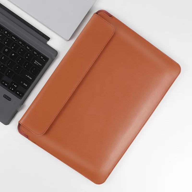 SS07 Laptop Sleeve for Microsoft Surface Go 1 / 2 / 3, Cowhide Leather Case Water Resistant Notebook Computer Carrying Bag - Black