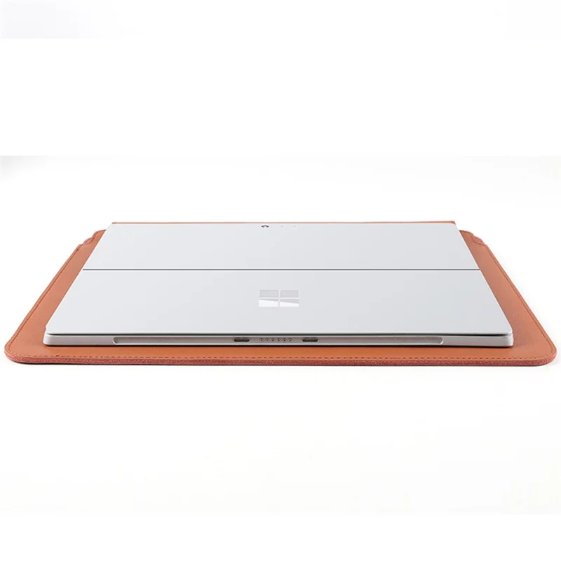 SS07 Laptop Sleeve for Microsoft Surface Go 1 / 2 / 3, Cowhide Leather Case Water Resistant Notebook Computer Carrying Bag - Black