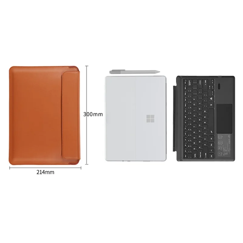 SS07 Laptop Sleeve for Microsoft Surface Go 1 / 2 / 3, Cowhide Leather Case Water Resistant Notebook Computer Carrying Bag - Black