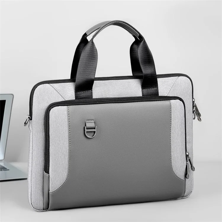 J.QMEI 971 Thicken Type 15.6-inch Laptop Carrying Bag Briefcase Shockproof Notebook Handbag with Shoulder Strap - Grey