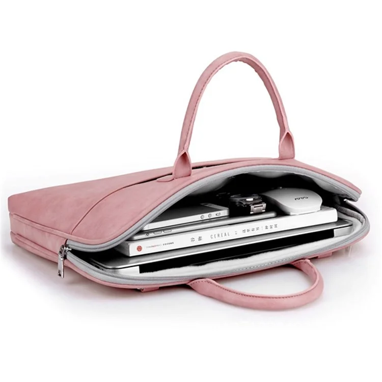 j. Qmei 933# 13 '' Laptop Handbag PU PU Cuero Notebook Bolsa de Manga de la Computadora Con Estribo de Hombro, Versión de Actualización - Negro