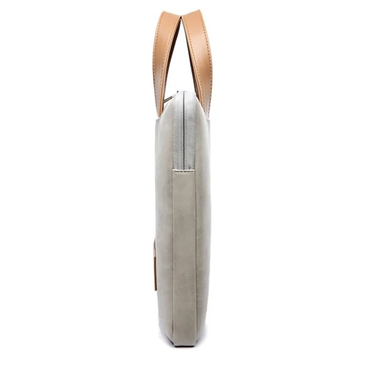 J.QMEI 951# 13.3 / 14-inch Splash-proof PU Leather Laptop Handbag Smooth Zipper Protective Bag with Small Bag - Grey
