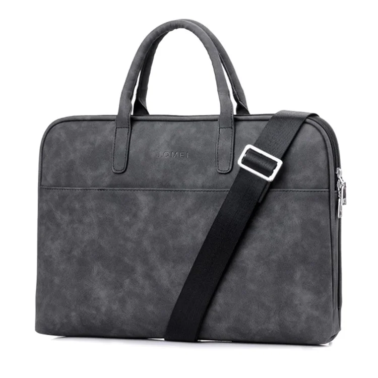 J.QMEI 933# For Travel / Work / School 14'' Laptop Handbag Protective Case Notebook Computer Sleeve Bag with Shoulder Stap, Velvet Lining - Black