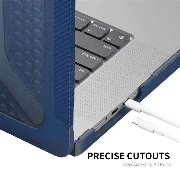 Enkay Hut Prince Anti-Scratch Slim Hülle Für MacBook Pro 16 Zoll (2021) A2485 (us-version) Schocksicherer Laptop-kickstand-schutzcover Mit Tpu-tastaturfilm + Staubproofes Stecker - Blau