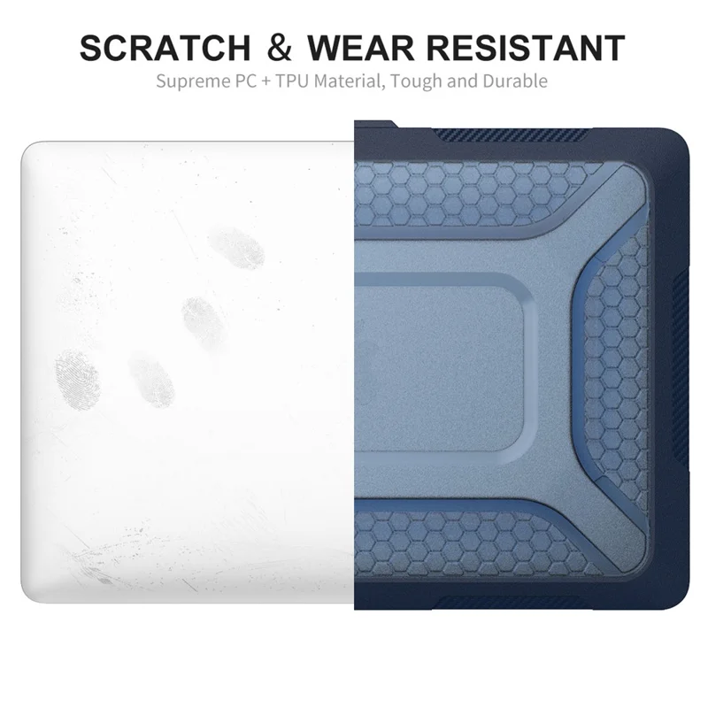 ENKAY HAT PRINCE Shockproof Kickstand Case for MacBook Air 13 inch (2020) A2179 / A2337 (EU Version) Anti-Fall Laptop Protective Case with TPU Keyboard Film + Dust-Proof Plugs - Black