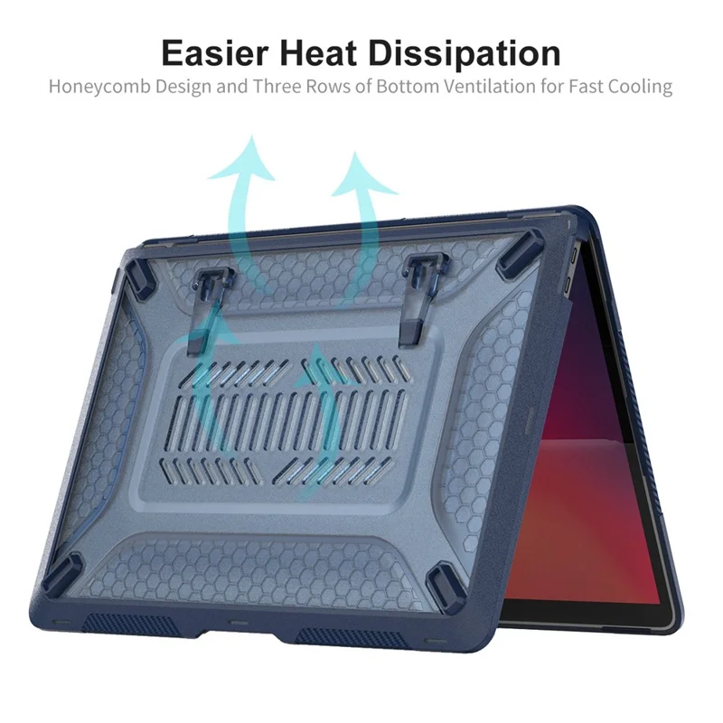 ENKAY HAT PRINCE Shockproof Kickstand Case for MacBook Air 13 inch (2020) A2179 / A2337 (EU Version) Anti-Fall Laptop Protective Case with TPU Keyboard Film + Dust-Proof Plugs - Black