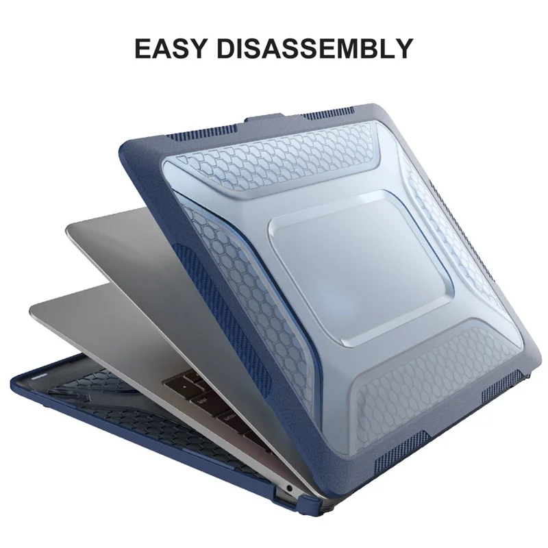 ENKAY HAT PRINCE Shockproof Kickstand Case for MacBook Air 13 inch (2020) A2179 / A2337 (EU Version) Anti-Fall Laptop Protective Case with TPU Keyboard Film + Dust-Proof Plugs - Black