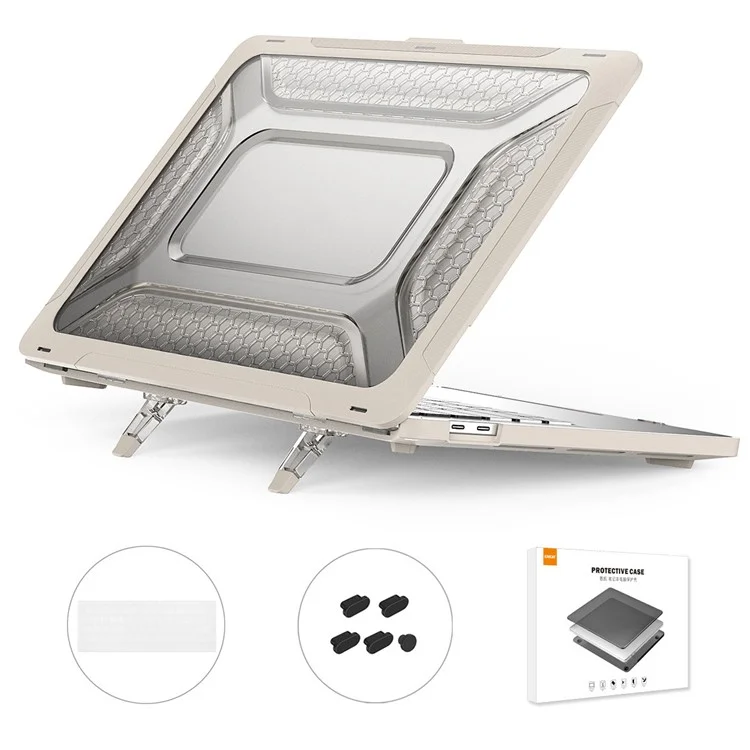 Enkay Hat Prince Para MacBook Pro 13 Inch (2016) /(2018) /(2019) A1706 / A1989 / A2159 (versión de la Ue) Case de Disipación de Calor de PC Dura Con Película de Teclado TPU + Enchufes a Prueba de Polvo - Caqui