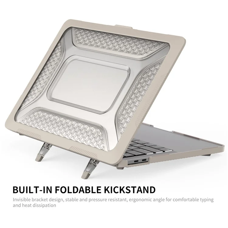 Enkay Hat Prince Para MacBook Pro 13 Inch (2016) /(2018) /(2019) A1706 / A1989 / A2159 (versión de la Ue) Case de Disipación de Calor de PC Dura Con Película de Teclado TPU + Enchufes a Prueba de Polvo - Caqui