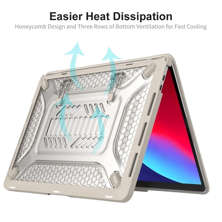 Enkay Hat Prince Para MacBook Pro 13 Inch (2016) /(2018) /(2019) A1706 / A1989 / A2159 (versión de la Ue) Case de Disipación de Calor de PC Dura Con Película de Teclado TPU + Enchufes a Prueba de Polvo - Caqui