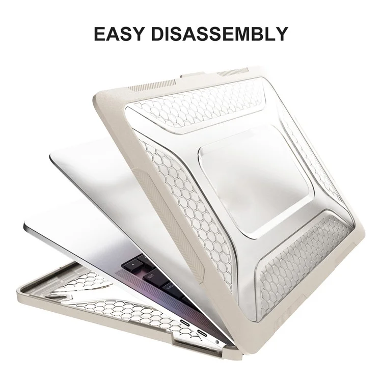 Enkay Hat Prince Para MacBook Pro 13 Inch (2016) /(2018) /(2019) A1706 / A1989 / A2159 (versión de la Ue) Case de Disipación de Calor de PC Dura Con Película de Teclado TPU + Enchufes a Prueba de Polvo - Caqui