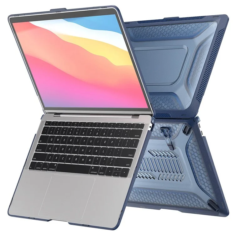 Enkay Hat Prince Pour MacBook Pro 13 Pouces (2020) A2251 / A2289 / A2338 (version Américaine) Pliez le Boîtier de Dissipation de Chaleur du Coeur PC Hard PC Avec un Film Clavier TPU Clear + Plugs Anti-Dust - Bleu