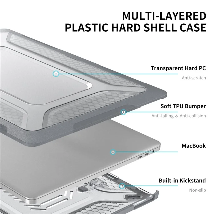 Enkay Hat Prince 3-in-1 Против Скребки Подставки Для MacBook Pro 16-дюймовый (2019) A2141 (версия Сша), Оболочка Для Ноутбука Hard PC с Пленкой Для Клавишных TPU + Anti-Dust Plants - Серый