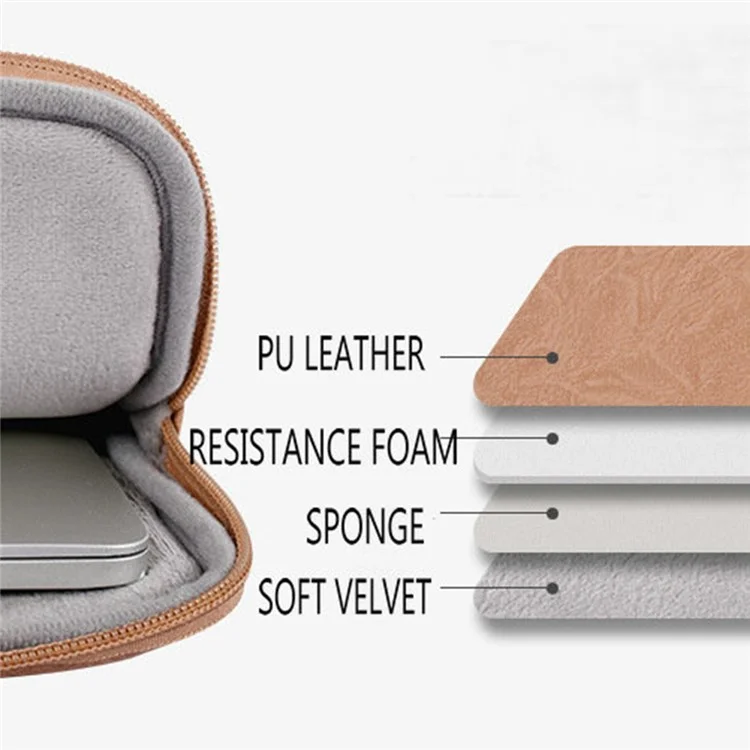 CANVASARTISAN L38-T0621 14-Inch Notebook Computer Bag Laptop Protection Sleeve Super Thin PU Leather Carrying Handbag with Small Pouch - Grey