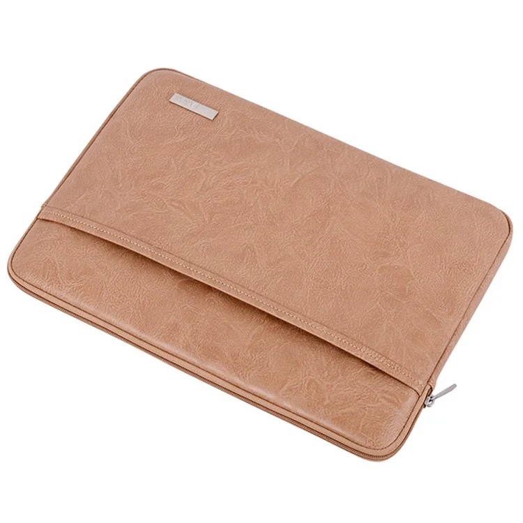 CANVASARTISAN L38-T0621 14-Inch Notebook Computer Bag Laptop Protection Sleeve Super Thin PU Leather Carrying Handbag with Small Pouch - Grey